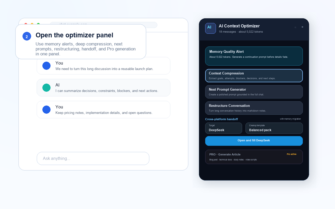 AI Context Optimizer side panel